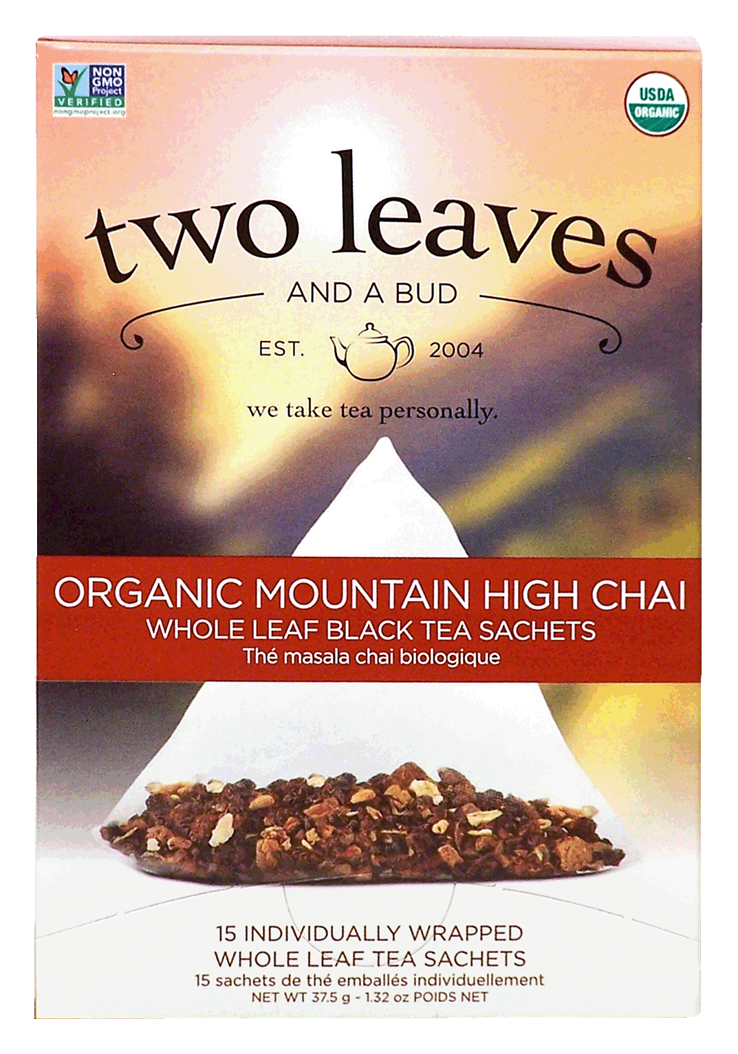 Two Leaves Tea Company  organic mountain high chai whole leaf black tea 15-sachets Full-Size Picture